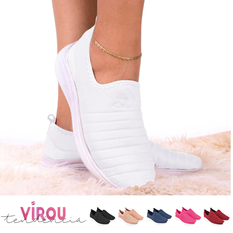 Tênis Feminino Meia Calce Fácil Slip On Ortopédico Mãe e Filha para Caminhada Vl-02