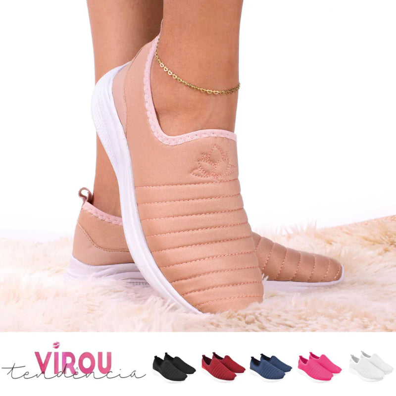 Tênis Feminino Meia Calce Fácil Slip On Ortopédico Mãe e Filha para Caminhada Vl-02