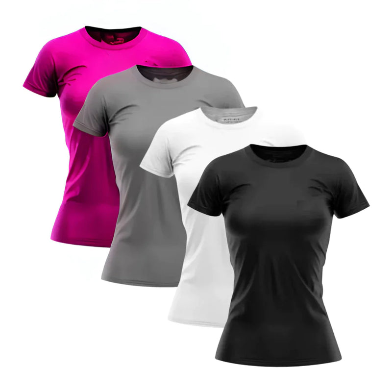 Kit 4 Camisetas Femininas Dry Fit