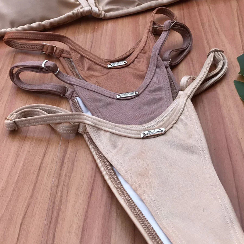 Biquíni Cortininha Fio Dental Bojo Removível Cós Regulável