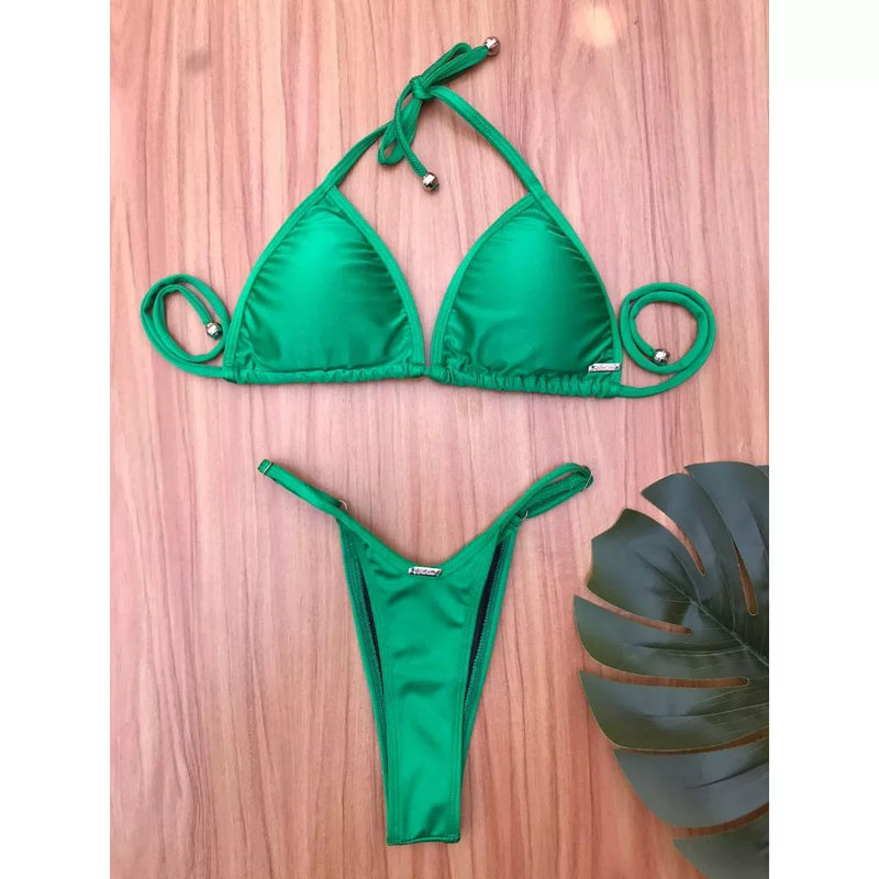 Biquíni Cortininha Fio Dental Bojo Removível Cós Regulável