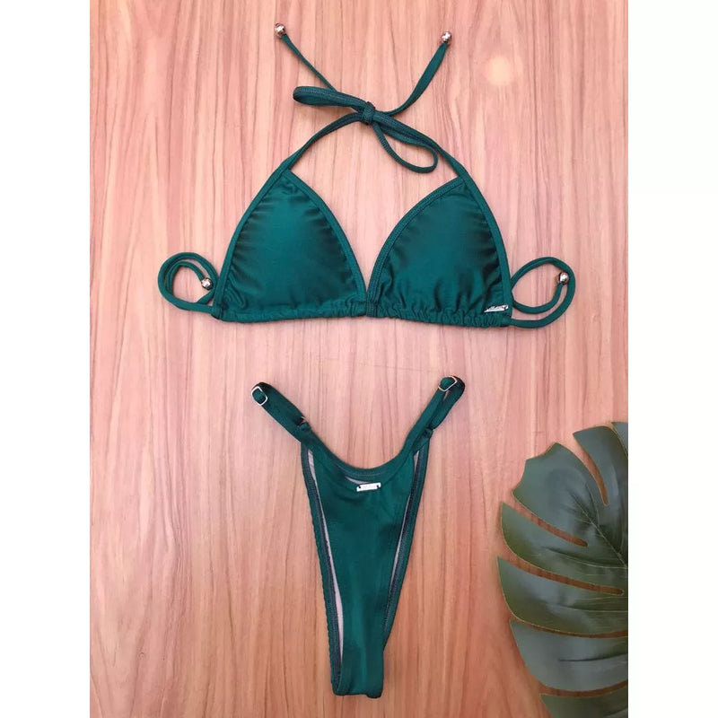 Biquíni Cortininha Fio Dental Bojo Removível Cós Regulável