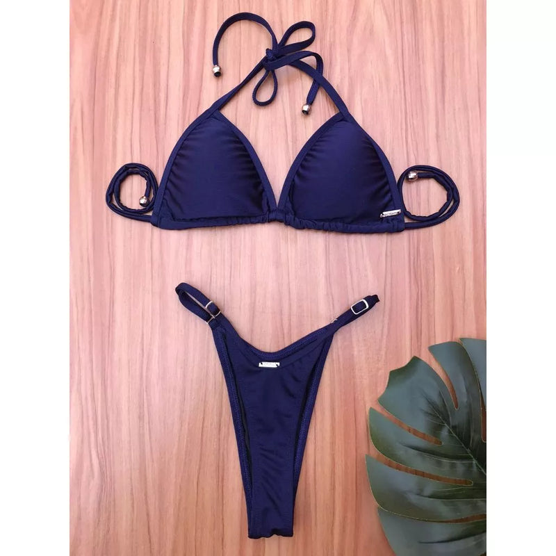 Biquíni Cortininha Fio Dental Bojo Removível Cós Regulável