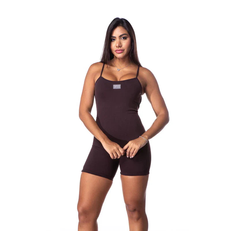 Macaquinho Fitness forrado Poliamida Roupa para academia Macacão