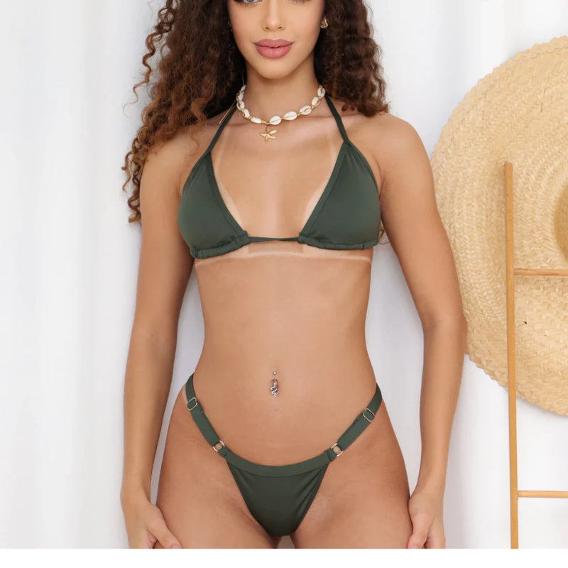 Biquíni Cortininha Com Bojo Fita Fio Duplo Marquinha Moda Praia Piscina Conjunto Feminino