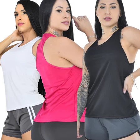 Kit 3 Regatas Femininas Dry Fit Premium