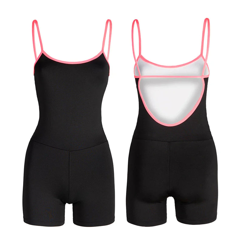 Macaquinho Básico Fitness Academia Detalhe em Viés Neon