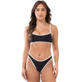 Bo.You Biquíni Canelado Bicolor Feminino Top Cropped e Tanga Fio Asa Delta Forrado Lycra 340