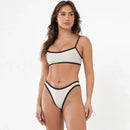 Bo.You Biquíni Canelado Bicolor Feminino Top Cropped e Tanga Fio Asa Delta Forrado Lycra 340