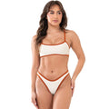Bo.You Biquíni Canelado Bicolor Feminino Top Cropped e Tanga Fio Asa Delta Forrado Lycra 340