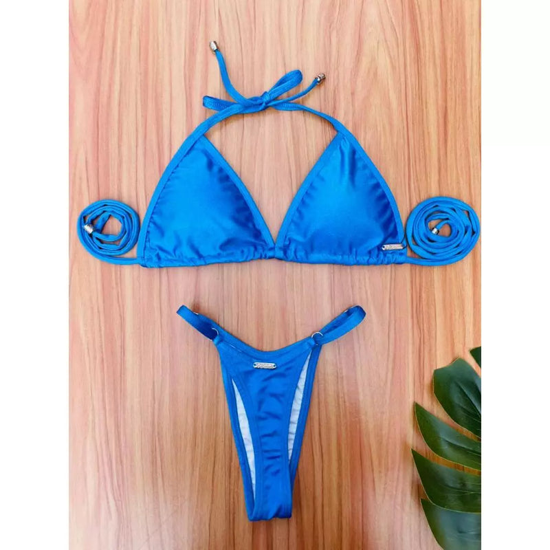 Biquíni Cortininha Fio Dental Bojo Removível Cós Regulável