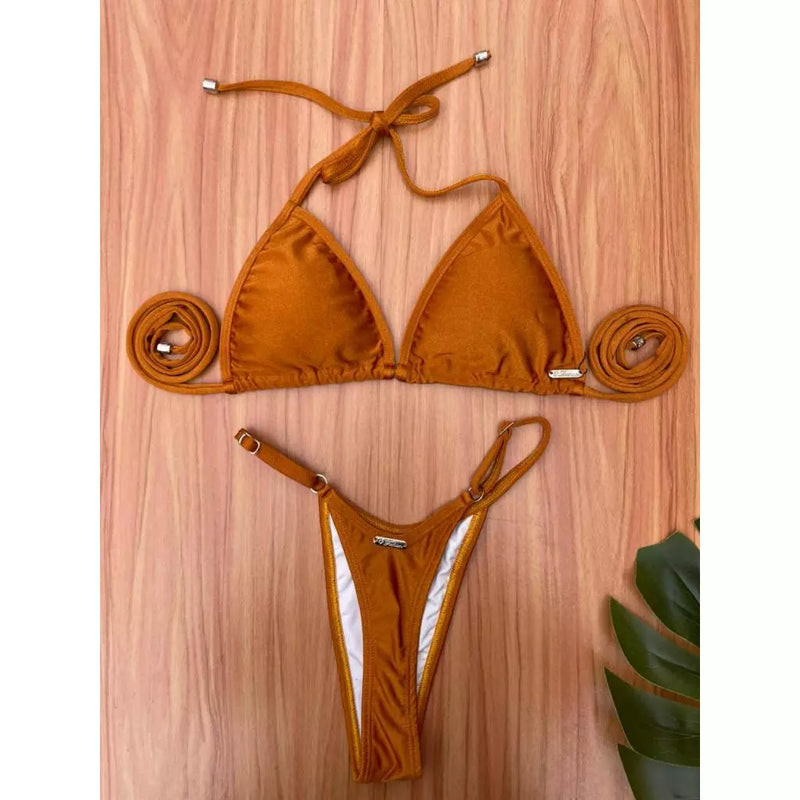 Biquíni Cortininha Fio Dental Bojo Removível Cós Regulável