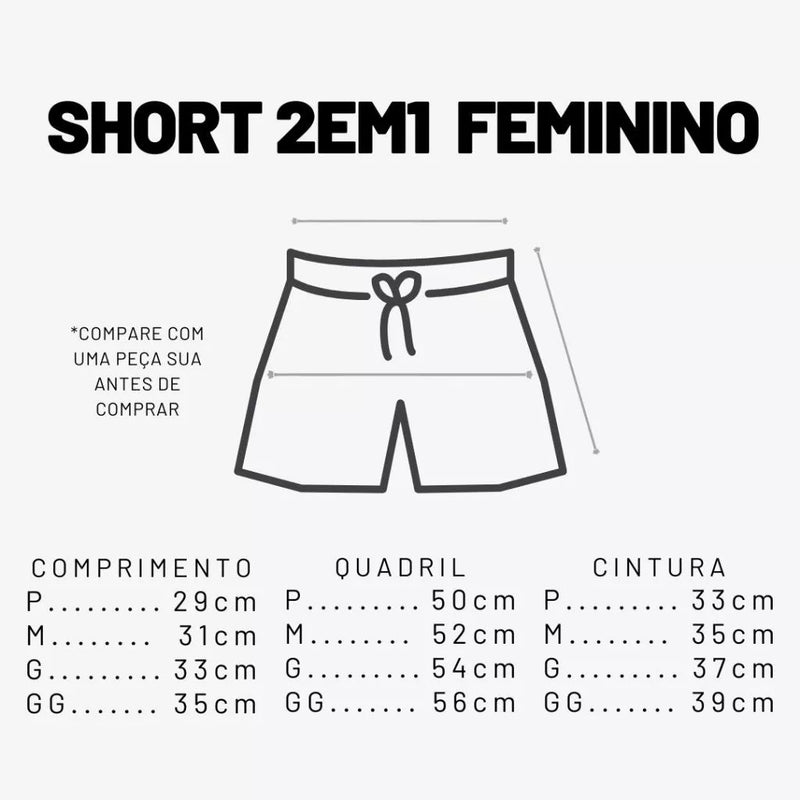 Short 2 em 1 PACO Stasczak Dry Fit Feminino