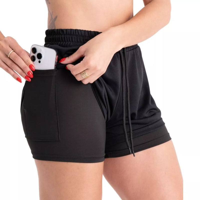 Short 2 em 1 PACO Stasczak Dry Fit Feminino