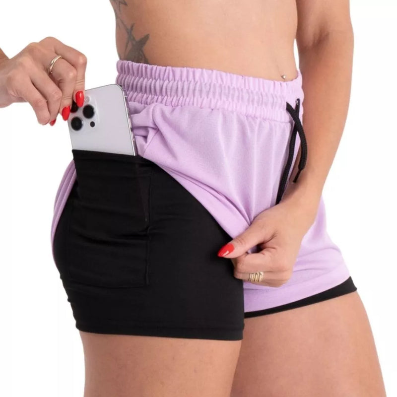 Short 2 em 1 PACO Stasczak Dry Fit Feminino