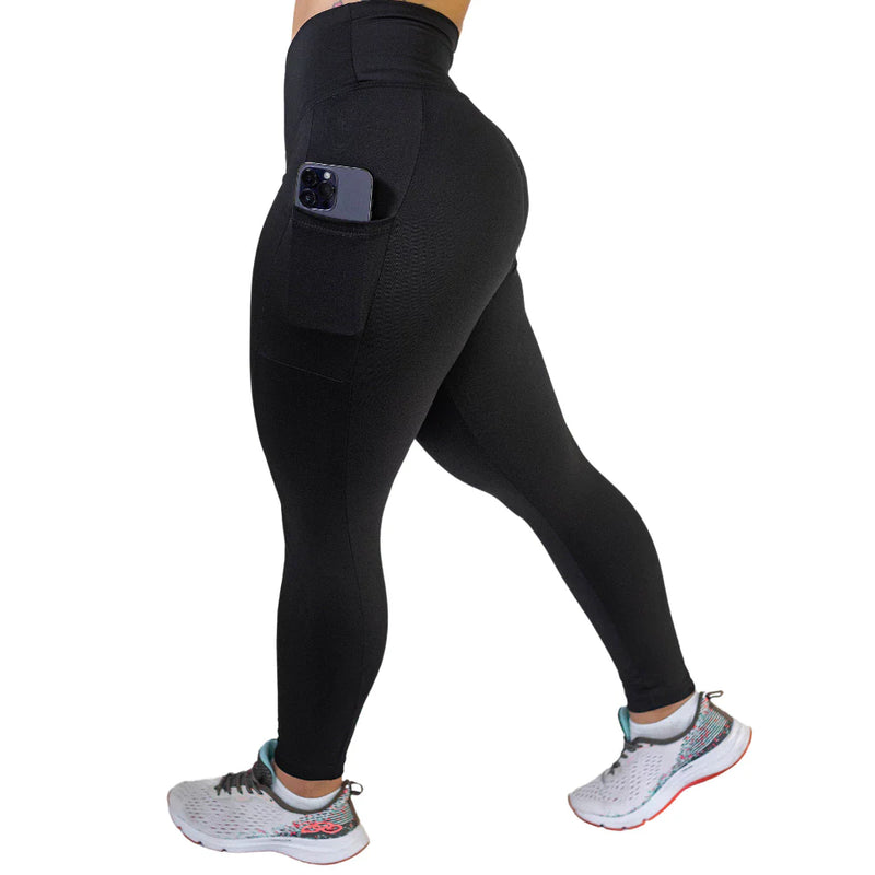 Calça Legging C/ Bolso Cos Alto Grosso E Costura Reforçada