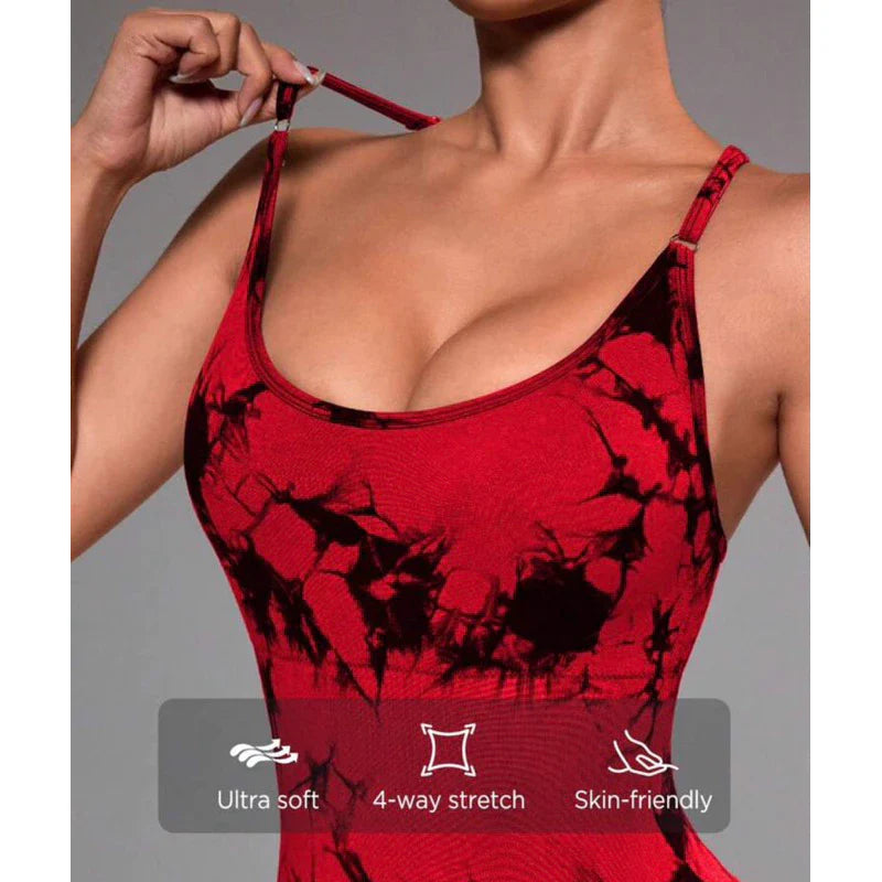 Macaquinho Tie Dye Empina Bumbum Poliamida Canelado Sem Costura