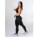 Calça Legging C/ Bolso Cos Alto Grosso E Costura Reforçada