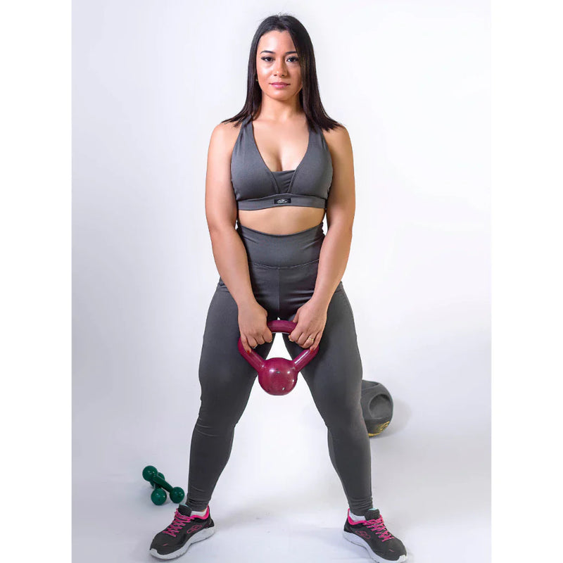 Calça Legging C/ Bolso Cos Alto Grosso E Costura Reforçada