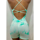 Macaquinho Tie Dye Empina Bumbum Poliamida Canelado Sem Costura