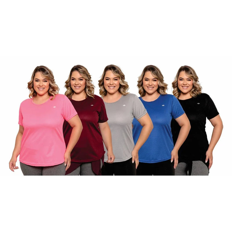 Kit 5 Camisetas Dry Fit Femininas Plus Size