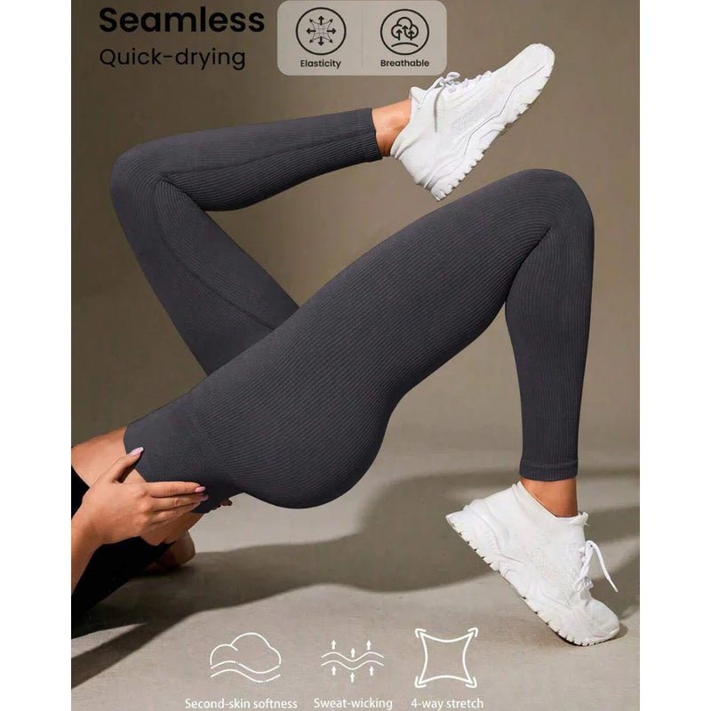 Calça Legging Canelada de Cintura Alta