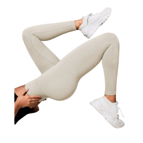 Calça Legging Canelada de Cintura Alta