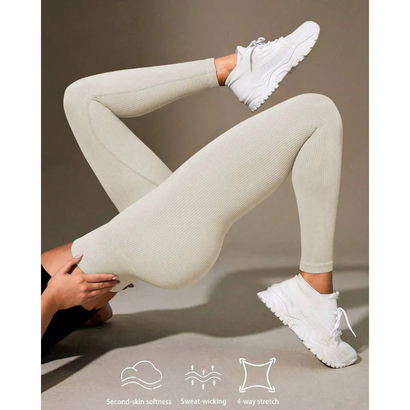 Calça Legging Canelada de Cintura Alta