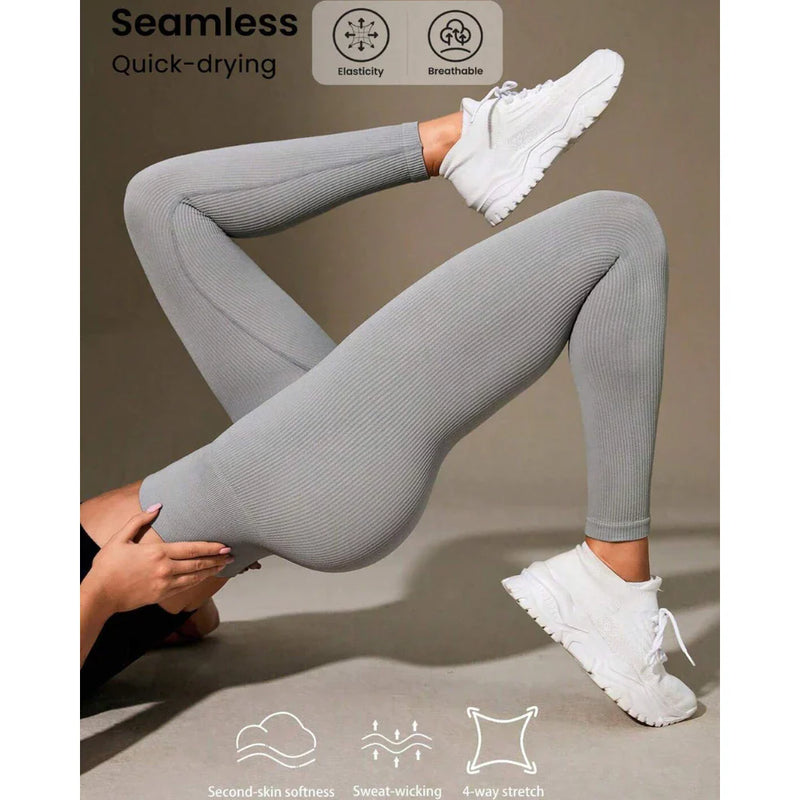 Calça Legging Canelada de Cintura Alta