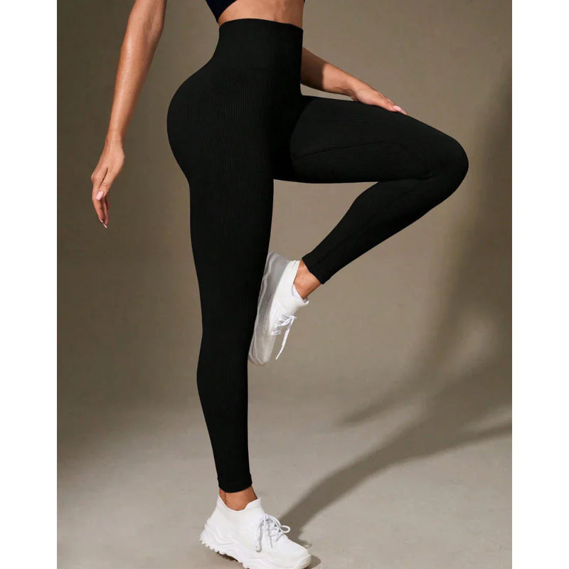 Calça Legging Canelada de Cintura Alta