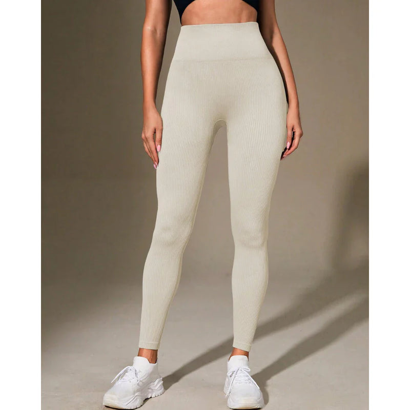 Calça Legging Canelada de Cintura Alta
