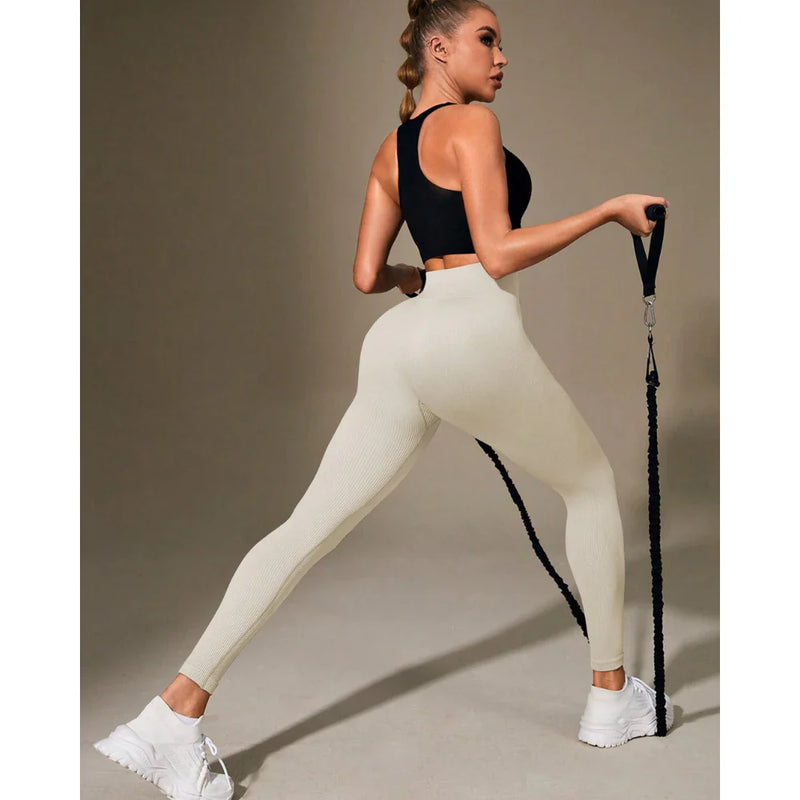 Calça Legging Canelada de Cintura Alta