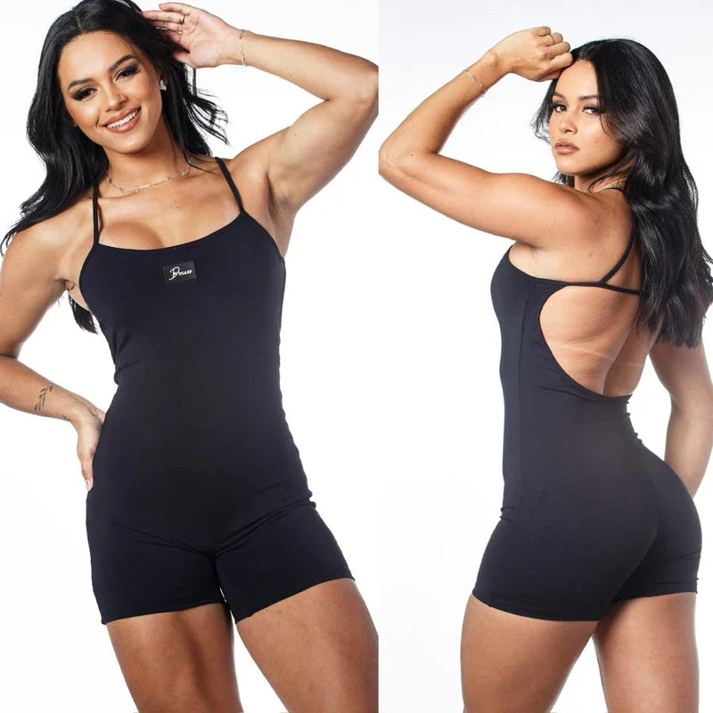 Macaquinho Fitness forrado Poliamida Roupa para academia Macacão