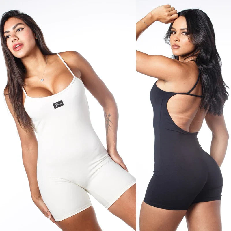 Macaquinho Fitness forrado Poliamida Roupa para academia Macacão